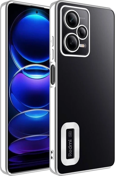 Xiaomi Redmi Note 12 5g Kılıf Kamera Korumalı Logo Gösteren Mnc Omega Kapak-Gümüş ürün görseli 1