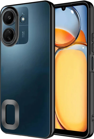 Xiaomi Redmi 13C Kılıf Kamera Korumalı Logo Gösteren Mnc Omega Kapak-Siyah ürün görseli 1