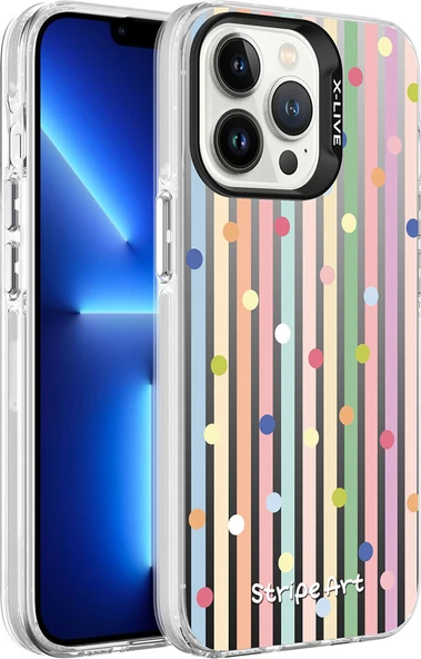Apple iPhone 13 Pro Kılıf Desenli Mnc Silver Sert Kapak-Noktalar ürün görseli 1