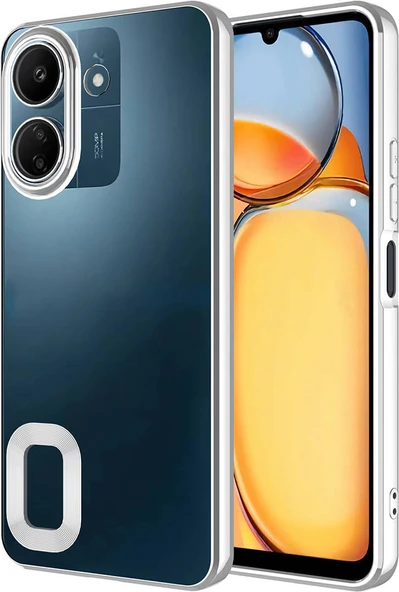 Xiaomi Redmi 13C Kılıf Kamera Korumalı Logo Gösteren Mnc Omega Kapak-Gümüş ürün görseli 1