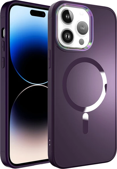 Apple iPhone 14 Pro Kılıf Magsafe Wireless Şarj Özellikli Mnc Stil Kapak-Derin Mor ürün görseli 1