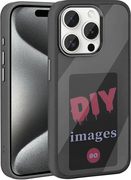 Apple iPhone 15 Pro Kılıf Ekranı Yansıtan Mnc Akıllı Nfc Kapak-Siyah ürün görseli 1