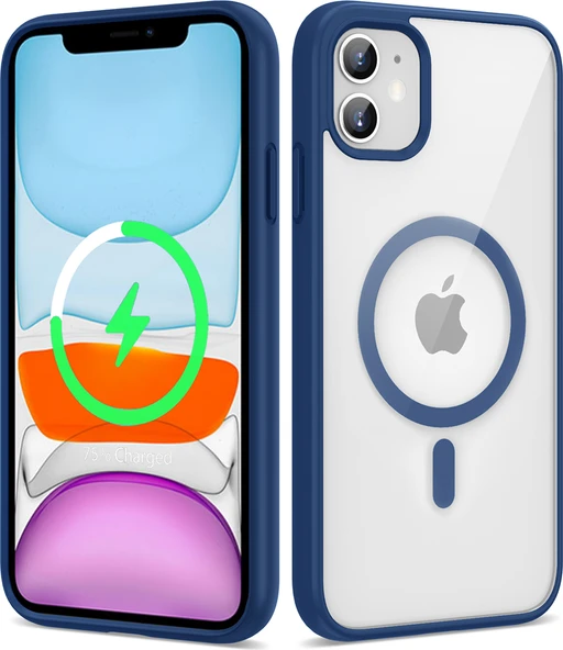 Apple iPhone 11 Kılıf Magsafe Wireless Şarj Özellikli Silikon Mnc Ege Kapak-Mavi ürün görseli 1