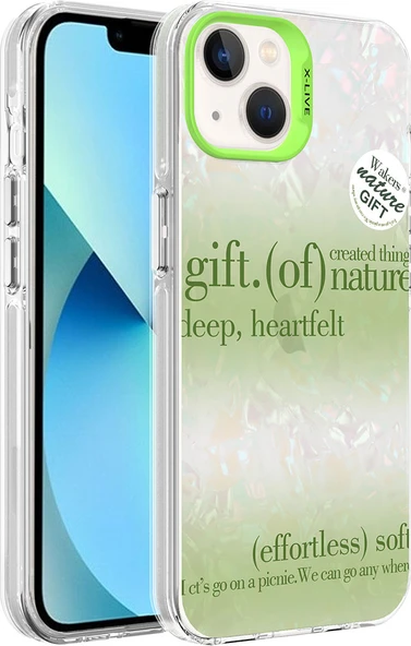 Apple iPhone 14 Kılıf Mermer Desenli Mnc Marbello Kapak-Yeşil ürün görseli 1