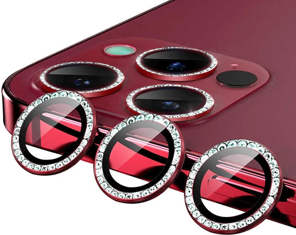 iPhone 13 Pro Max Uyumlu Mnc Cl-06 Kamera Lens Koruyucu-Kırmızı ürün görseli 1