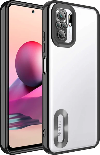 Xiaomi Redmi Note 10 Kılıf Kamera Korumalı Logo Gösteren Mnc Omega Kapak-Siyah ürün görseli 1