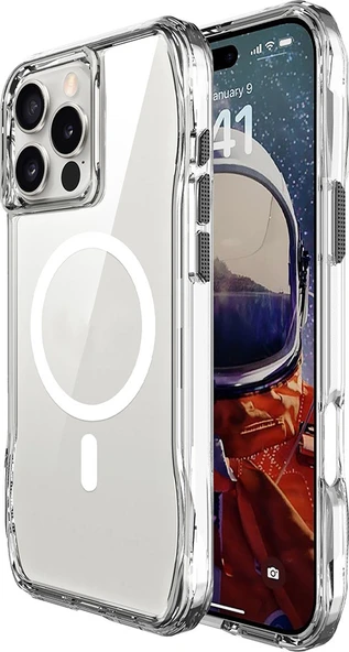 iPhone 16 Pro Max Kılıf Magsafe Şarj Özellikli Airbagli Şeffaf Mnc Incek Kapak-Şeffaf ürün görseli 1