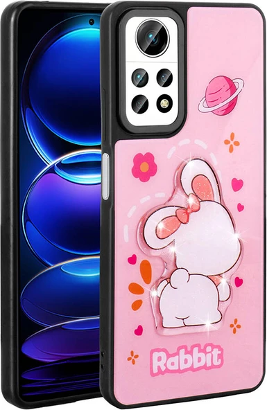 Xiaomi Redmi Note 12 Pro 4g Kılıf Parlayan Kabartmalı Ikonik Figürlü Mnc Amas Silikon Kapak-Pembe ürün görseli 1