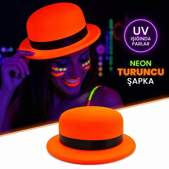 Neon Turuncu Uv Parti Şapkası Plastik ürün görseli 1