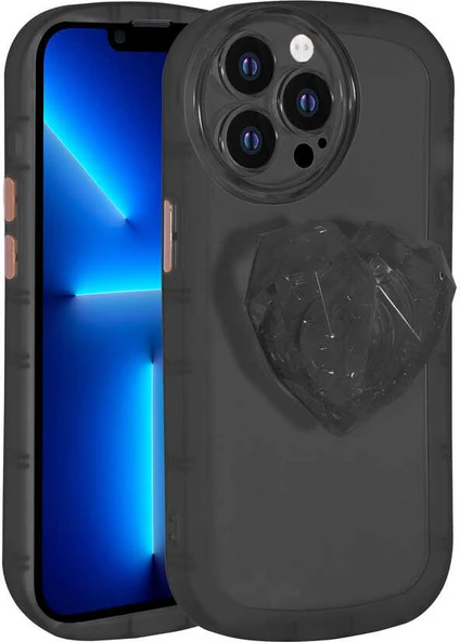 iPhone 13 Pro Uyumlu Kamera Korumalı Pop Soketli Renkli Mnc Ofro Kapak-Siyah ürün görseli 1