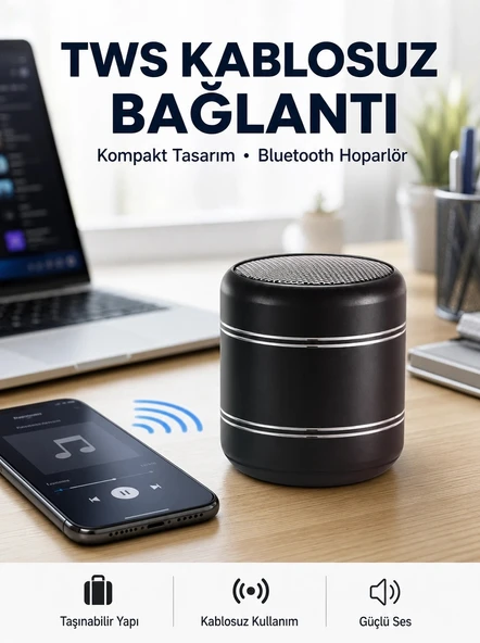 Taşınabilir Silindir Tasarım Bluetooth 5.0 Hoparlör Yüksek Bas Performanslı Yeni Nesil ürün görseli 1