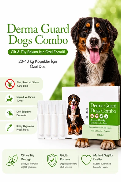 20-40 kg Köpek Dış Parazit Ense Deri Damlası Pire Bit Kene Deri Bakımı Için Bitkisel Damla 4x3 ml ürün görseli 1
