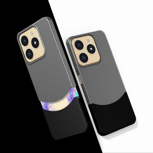 Realme C61 Kılıf Mıknatıslı Mnc Duble Kapak - Siyah ürün görseli 1