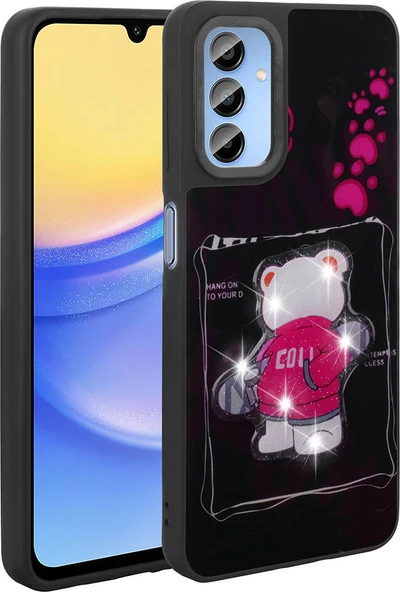Galaxy A15 Kılıf Parlayan Kabartmalı Ikonik Figürlü Mnc Amas Silikon Kapak-Siyah ürün görseli 1