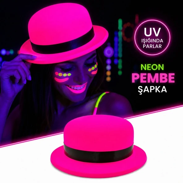 Neon Pembe Uv Parti Şapkası Plastik ürün görseli 1