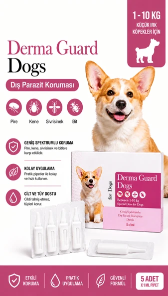 1-10 kg Köpek Dış Parazit Ense Deri Damlası Pire Bit Kene Deri Bakımı Için Bitkisel Damla 5x1 ml ürün görseli 1