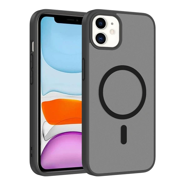 Mobify iPhone 11 Kılıf M-Safe Yapışkan ve Şarj Özellikli Şık Serenta Premium Mat Silikon Kapak ürün görseli 1