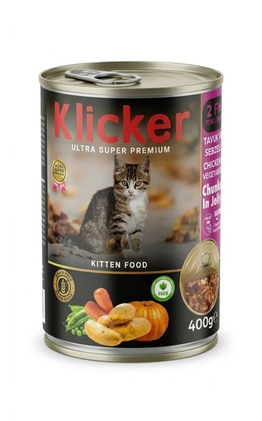 Klicker Tavuklu Sebzeli Pate Yavru Kedi Konservesi 400 gr ürün görseli 1