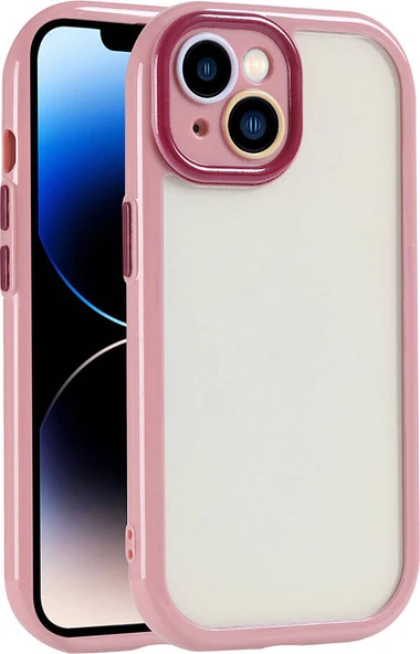 Apple iPhone 14 Kılıf Kamera Korumalı Renkli Kenar ve Çerçeve Tasarımlı Mnc Vitamin Kapak-Mürdüm ürün görseli 1