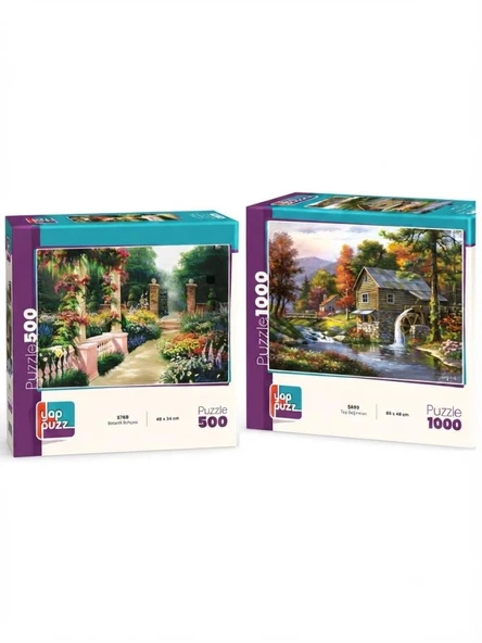 Taş Değirmen ve Botanik Bahçesi İkili Set - 1000 + 500 Parça İkili Puzzle Seti ürün görseli 1