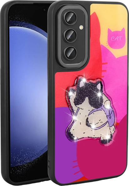 Galaxy A35 Kılıf Parlayan Kabartmalı Ikonik Figürlü Mnc Amas Silikon Kapak-Mor ürün görseli 1
