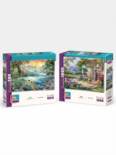 Hayal Bahçesi ve Hayvanlar Alemi İkili Set - 1000 + 500 Parça İkili Puzzle Seti ürün görseli 1