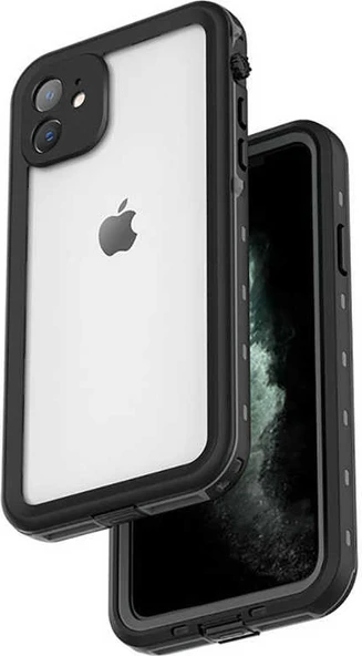 iPhone 12 Uyumlu 1-1 Su Geçirmez Kılıf-Siyah ürün görseli 1