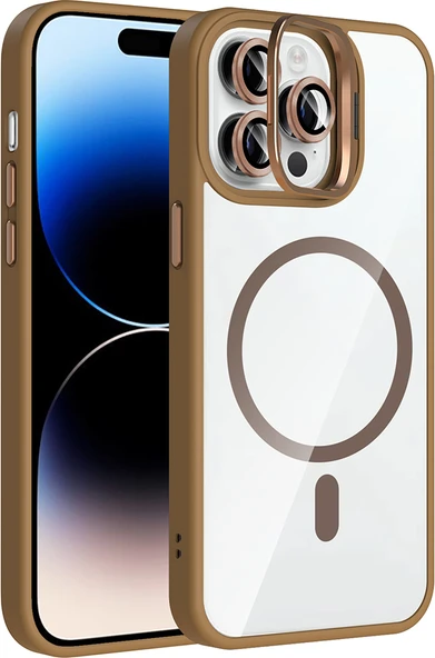 iPhone 14 Pro Max Kılıf Standlı ve Kamera Lens Hediyeli M-Safe Şarj Özellikli Mnc Etro Kapak - Dese ürün görseli 1
