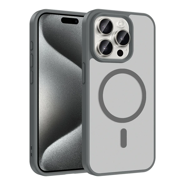 Mobixa iPhone 15 Pro Max Kılıf Şık ve Kablosuz Şarj Destekli Mattesafe Premium Silikon Kapak ürün görseli 1