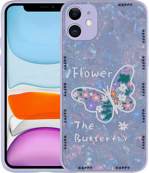 iPhone 12 Uyumlu Desenli Sert Silikon Mnc Mumila Kapak-Lilac Flower ürün görseli 1