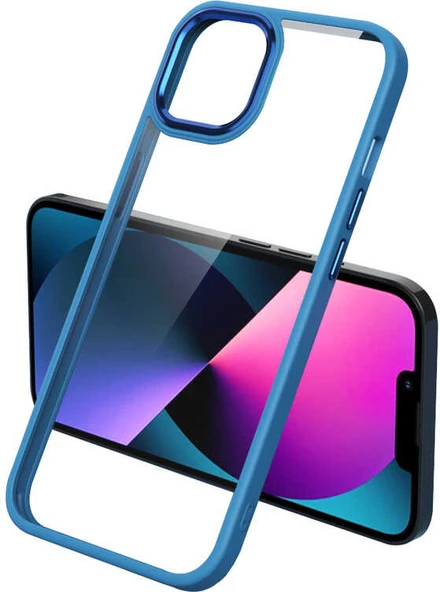 iPhone 12 Uyumlu Mnc Krom Kapak-Mavi ürün görseli 1