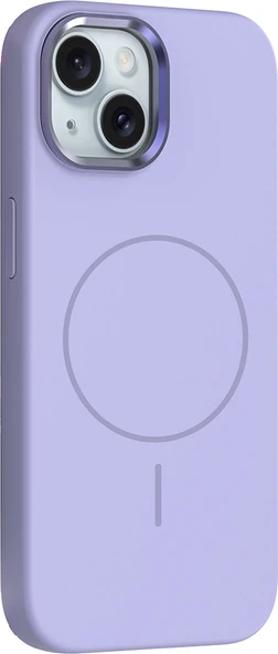iPhone 14 Kılıf M-Safe Şarj Özellikli Metal Kamera Çerçeveli Mnc Edi Silikon Kapak - Lila ürün görseli 1