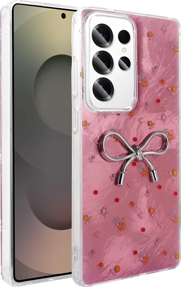 Galaxy S23 Ultra Kılıf Kamera Korumalı Figürlü Mnc Ponti Silikon Kapak - Açık Pembe ürün görseli 1