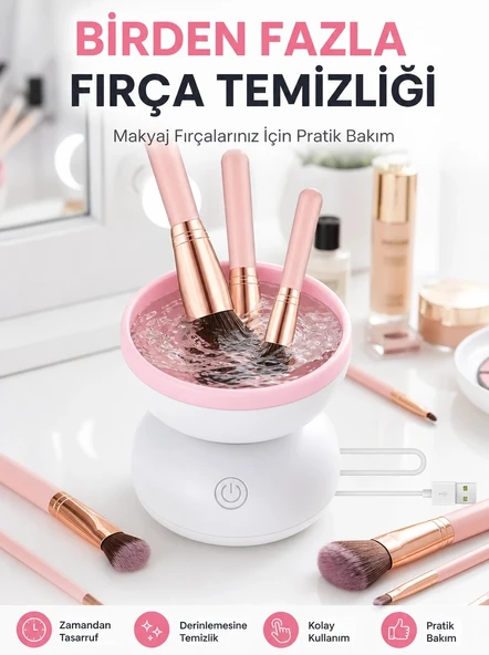 Elektrikli Makyaj Fırçası Temizleyici Usb İle Çalışan Otomatik Fırça Yıkama Makinesi Yeni Nesil ürün görseli 1