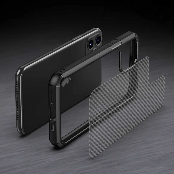 iPhone 11 Uyumlu Mnc Inoks Kapak-Mavi - Resim 3
