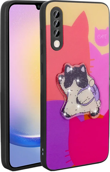 Galaxy A70 Kılıf Parlayan Kabartmalı Ikonik Figürlü Mnc Amas Silikon Kapak-Mor ürün görseli 1