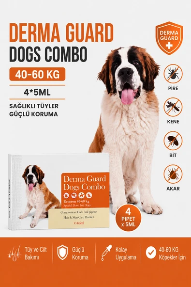 40-60 kg Köpek Dış Parazit Ense Deri Damlası Pire Bit Kene Deri Bakımı Için Bitkisel Damla 4x5 ML ürün görseli 1