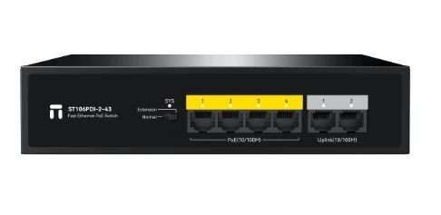 Stonet ST106PDI-2-43 6*10/100M ports: 4 PoE ports+2 uplink ports 43W ürün görseli 1