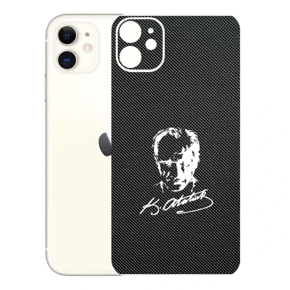 Kapps Iphone 11 ile Uyumlu Bumper Serisi Premium Arka Kapak Kaplama(Kenarlar Yoktur!)  Atatürk İmzalı Siyah ürün görseli 1