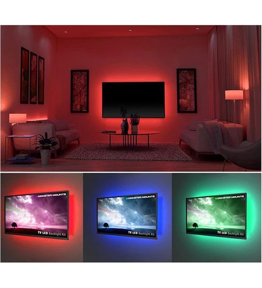 Magicline 54547 Rgb 3 Çip 60 Led Silikonsuz 5 Metre TV Arkası Led Uygulamalı ürün görseli 1