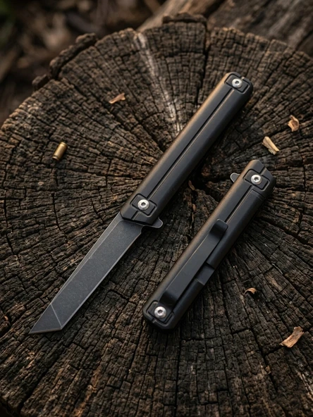 Knivox Browning Profesyonel Siyah Tanto Namlu D2 Çelik Çakı - Ultra İnce Tasarım ürün görseli 1