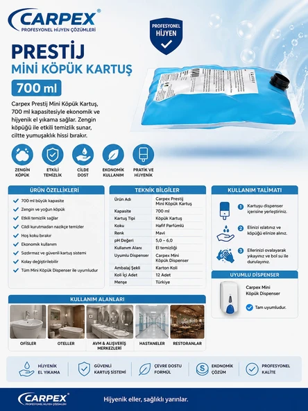 Carpex Prestij Mini Köpük Kartuş 700 ml - Resim 2