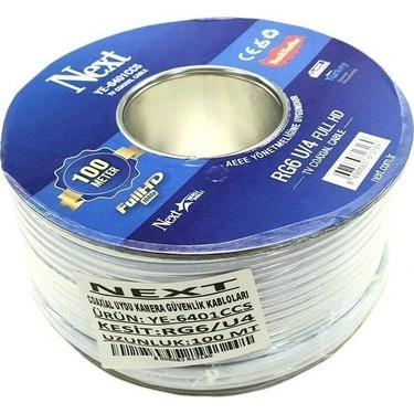 Next YE-6401AL CCS RG6 U6 Uydu Kablosu 100 Metre (1 Top) ürün görseli 1