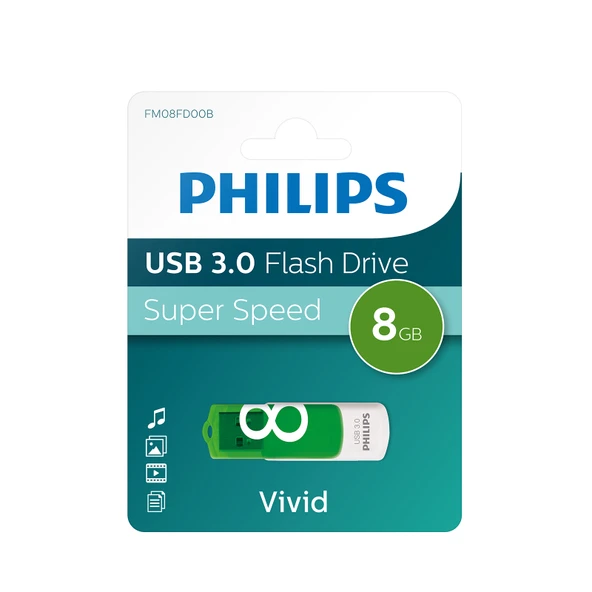 Philips 8GB Vivid Edition FM8FD00B USB Bellek Yeşil ürün görseli 1