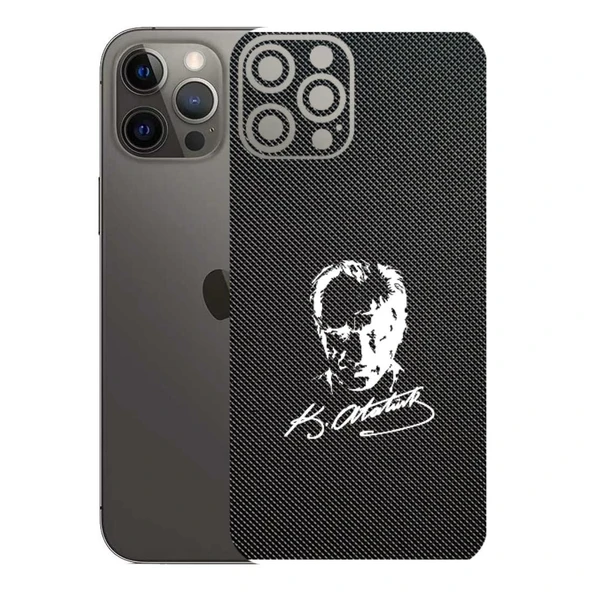 Kapps Iphone 12 Pro Max ile Uyumlu Bumper Serisi Premium Arka Kapak Kaplama(Kenarlar Yoktur!)  Atatürk İmzalı Siyah ürün görseli 1