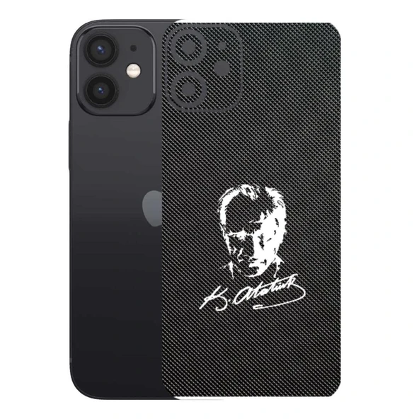 Kapps Iphone 12 Mini ile Uyumlu Bumper Serisi Premium Arka Kapak Kaplama(Kenarlar Yoktur!)  Atatürk İmzalı Siyah ürün görseli 1