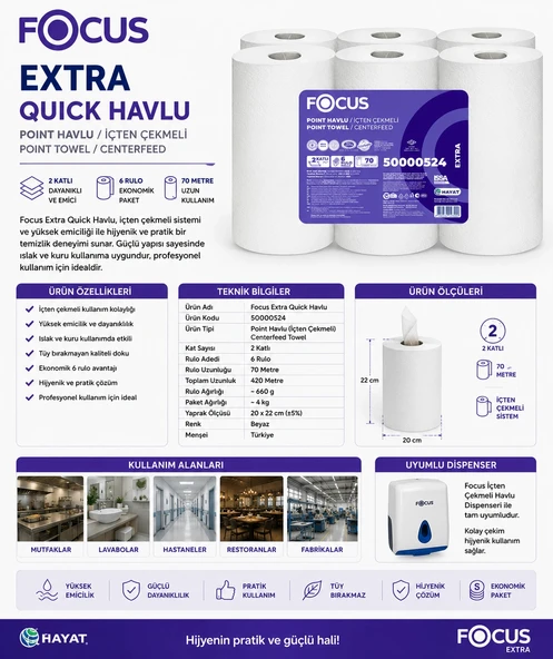 Focus Extra Quık Havlu 70 mt 1x6 4 kg - Resim 3