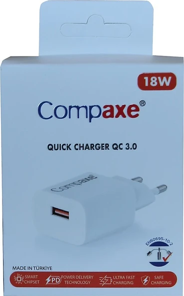 Compaxe CTA-150QCUL24B 5 Volt 2.4 Amper Hızlı Şarj Lightning to USB Kablolu Set 18 Watt Gerçek Değer ürün görseli 1