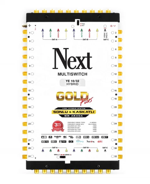 Next YE-10/32 Hybrid Sonlu ve Kaskatlı Bir Arada Gold Plus Multiswitch Uydu Santrali ürün görseli 1