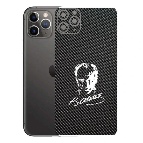 Kapps Iphone 11 Pro Max ile Uyumlu Bumper Serisi Premium Arka Kapak Kaplama(Kenarlar Yoktur!)  Atatürk İmzalı Siyah ürün görseli 1